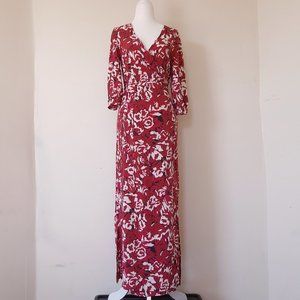 Red Floral Maxi Wrap Dress – 2 / S